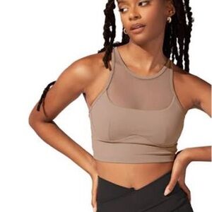 POPFLEX Brown Crop Top Mesh Celeste